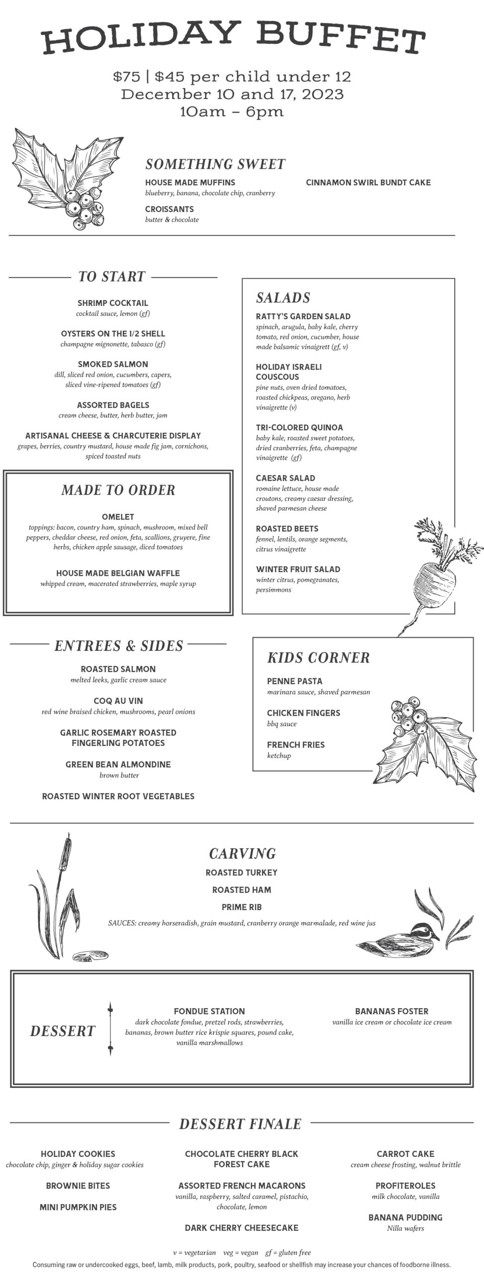 Rats Holiday Brunch Menu