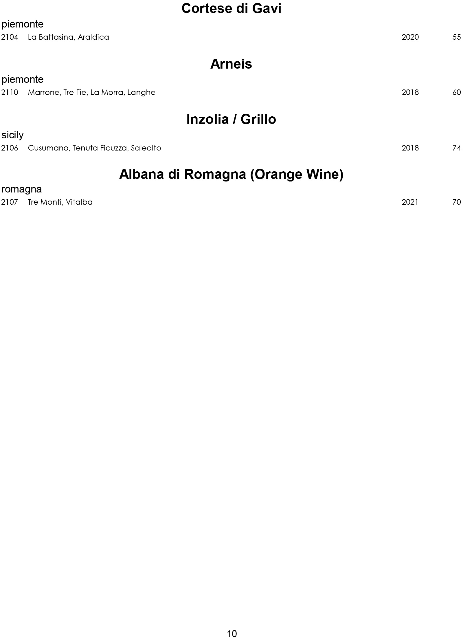 Wine List for Rat's Restaurant - White Wines Final