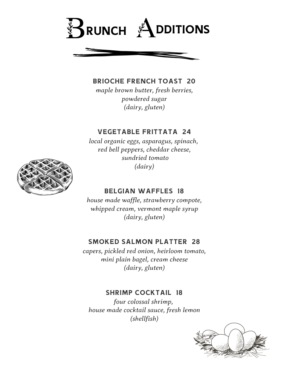 Rat's Sunday Brunch Menu Spring 2025